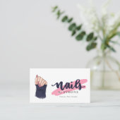 Nail Technicia Beauty Salon Pink en Navy Blue Bu Visitekaartje (Staand voorkant)