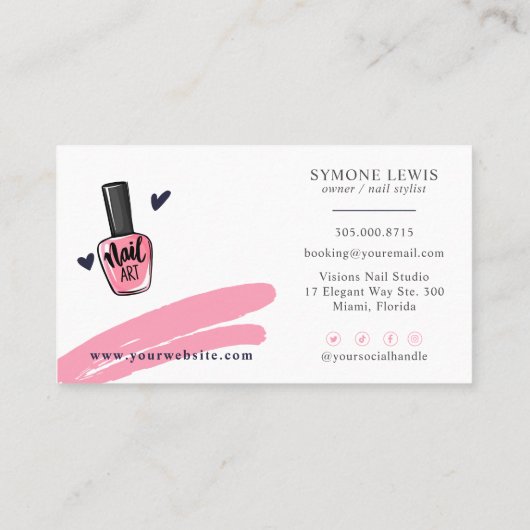 Nail Technicia Beauty Salon Pink en Navy Blue Bu Visitekaartje (Achterkant)