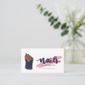 Nail Technicia Beauty Salon Pink en Navy Blue Visitekaartje (Staand voorkant)