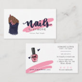 Nail Technicia Beauty Salon Pink en Navy Blue Visitekaartje (Voorkant / Achterkant)