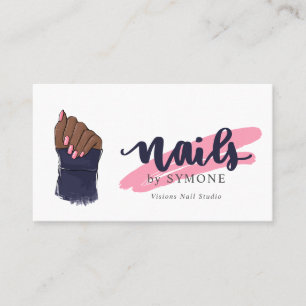 Nail Technicia Beauty Salon Pink en Navy Blue Visitekaartje