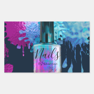 Nail Technicia Colorful Splatter Design Rechthoekige Sticker