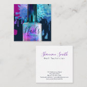 Nail Technicia Colorful Splatter Design Vierkante Visitekaartje (Voorkant / Achterkant)