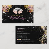 Nail Technicia Diamond Glitter Logo Nail Shop Bus Visitekaartje (Voorkant / Achterkant)