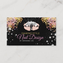 Nail Technicia Diamond Glitter Logo Nail Shop Bus