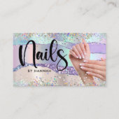 Nail Technicia Holographic Glitter Visitekaartje (Voorkant)