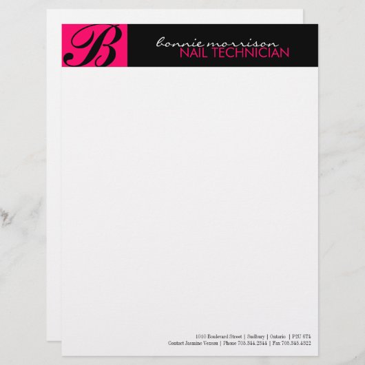 Nail Technicia Letterhead of Flyer Briefhoofd (Voorkant / Achterkant)