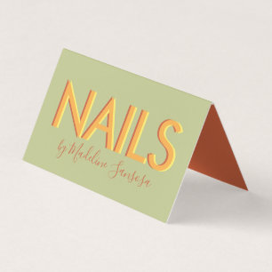 Nail Technicia Oranje Triple Lettering Business C Visitekaartje