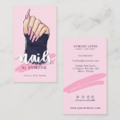 Nail Technicia Salon Trendy Logo Blush Pink Navy Visitekaartje (Voorkant / Achterkant)