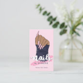 Nail Technicia Salon Trendy Logo Blush Pink Navy Visitekaartje (Staand voorkant)