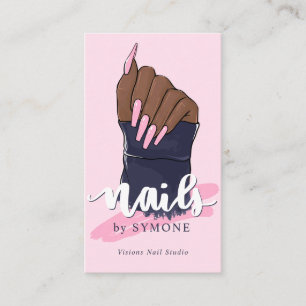 Nail Technicia Salon Trendy Logo Blush Pink Navy Visitekaartje