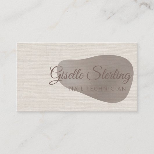 Nail Technician Beige Linen Beauty Visitekaartje (Voorkant)