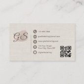 Nail Technician Beige Linen Modern Elegant QR Code Visitekaartje (Achterkant)