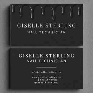 Nail Technician Black Dripping Luxe Visitekaartje
