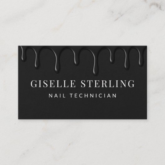 Nail Technician Black Dripping Luxe Visitekaartje (Voorkant)
