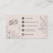 Nail Technician Blush Pink Floral Line Art Script Visitekaartje (Achterkant)