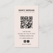 Nail Technician Blush Pink Photo Collage Qr Code Visitekaartje (Achterkant)
