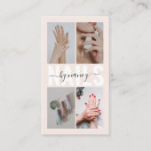 Nail Technician Blush Pink Photo Collage Qr Code  Visitekaartje (Voorkant)