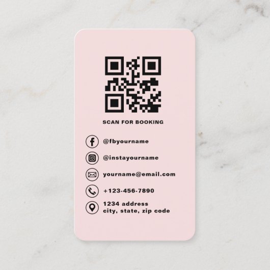 Nail Technician Business Card with QR Code Visitekaartje (Achterkant)