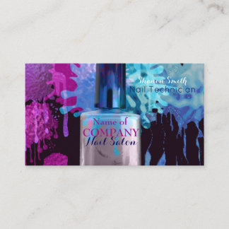 Nail Technician colourful splatt design Visitekaartje