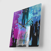 Nail Technician Colourful Splatter Design Vierkante Klok (Hoek)
