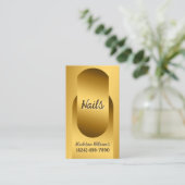Nail Technician Custom QR Golden Business Card Visitekaartje (Staand voorkant)