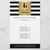 NAIL TECHNICIAN Elegant Gold Black White Stripes Flyer (Voorkant)