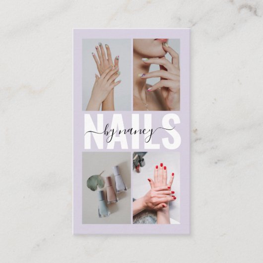 Nail Technician Elegant Photo Collage QR Code Visitekaartje (Voorkant)