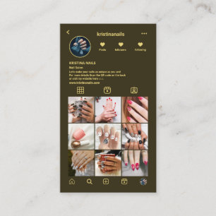 Nail Technician Instagram Fotocollage Donkergroen Visitekaartje