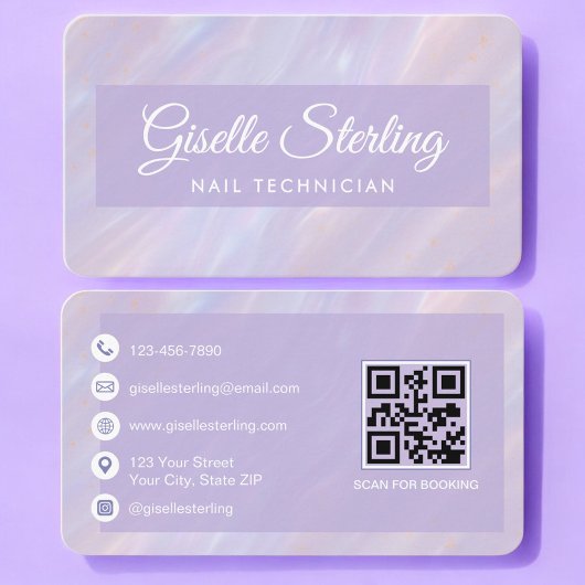 Nail Technician Iridescent QR Code Professional Visitekaartje