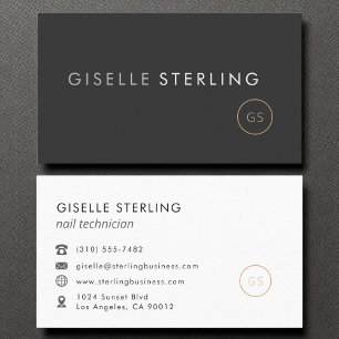 Nail Technician Minimalistische Luxe Zwart Visitekaartje