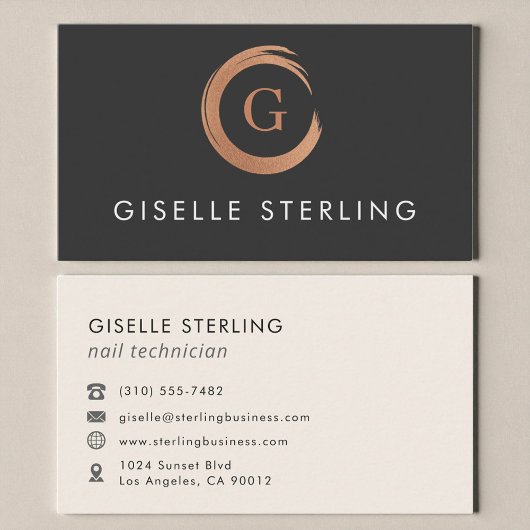 Nail Technician Modern Minimalist Rose Gold Visitekaartje