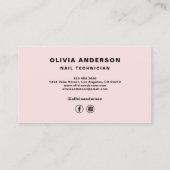 Nail Technician Moderne Typografie Blush Pink Visitekaartje (Achterkant)