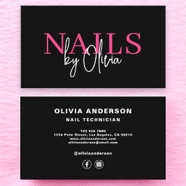 Nail Technician Moderne Typografie Hot Pink Visitekaartje