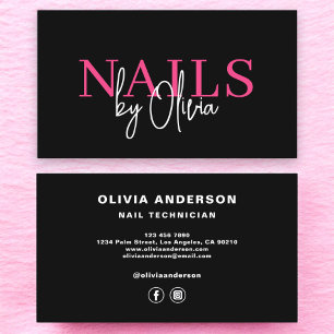 Nail Technician Moderne Typografie Hot Pink Visitekaartje