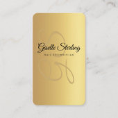 Nail Technician Monogram Gold Black QR-code Visitekaartje (Voorkant)