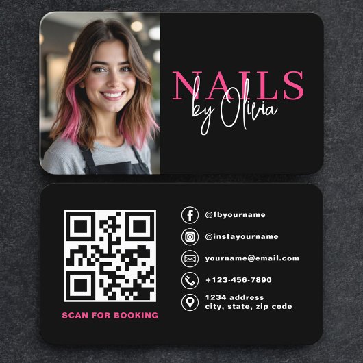 Nail Technician Photo QR Code Modern Visitekaartje