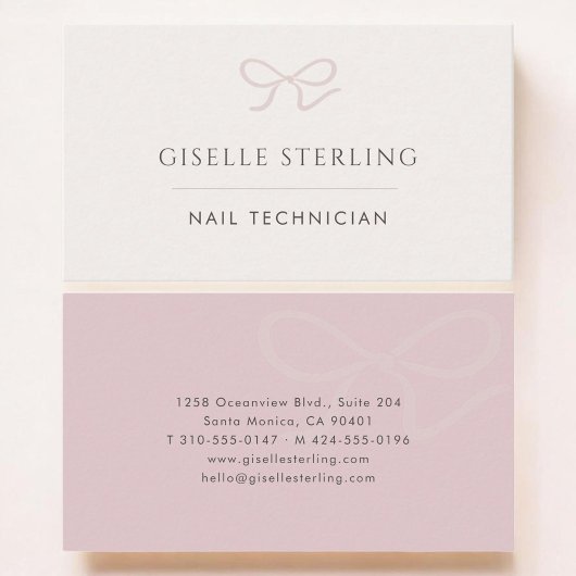 Nail Technician Pink Bow Visitekaartje