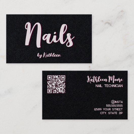Nail Technician Premium QR-link naar chat Visitekaartje (Voorkant / Achterkant)