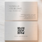 Nail Technician QR Code Brushed Metal Visitekaartje
