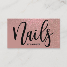 Nail Technician Roos Goud Roze Glitter Typografie Visitekaartje