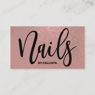 Nail Technician Roos Goud Roze Glitter Typografie Visitekaartje