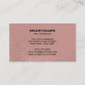 Nail Technician Roos Goud Roze Glitter Typografie Visitekaartje (Achterkant)