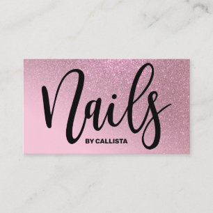 Nail Technician Roos Pink Glitter Typografie Visitekaartje
