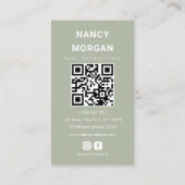 Nail Technician Sage Green Photo Collage Qr Code Visitekaartje (Achterkant)