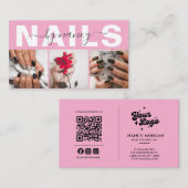 Nail Technician Typography Photo Qr Code Logo Visitekaartje (Voorkant / Achterkant)
