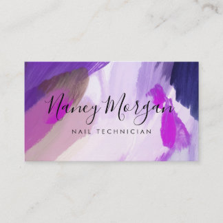 Nail Technician Watercolor Purple  Visitekaartje