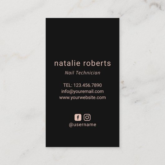 Nail Technicier Roos Gold Bottle Manicurist Salon Visitekaartje (Achterkant)