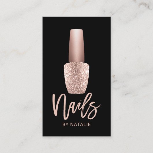 Nail Technicier Roos Gold Bottle Manicurist Salon Visitekaartje (Voorkant)