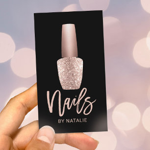 Nail Technicier Roos Gold Bottle Manicurist Salon Visitekaartje